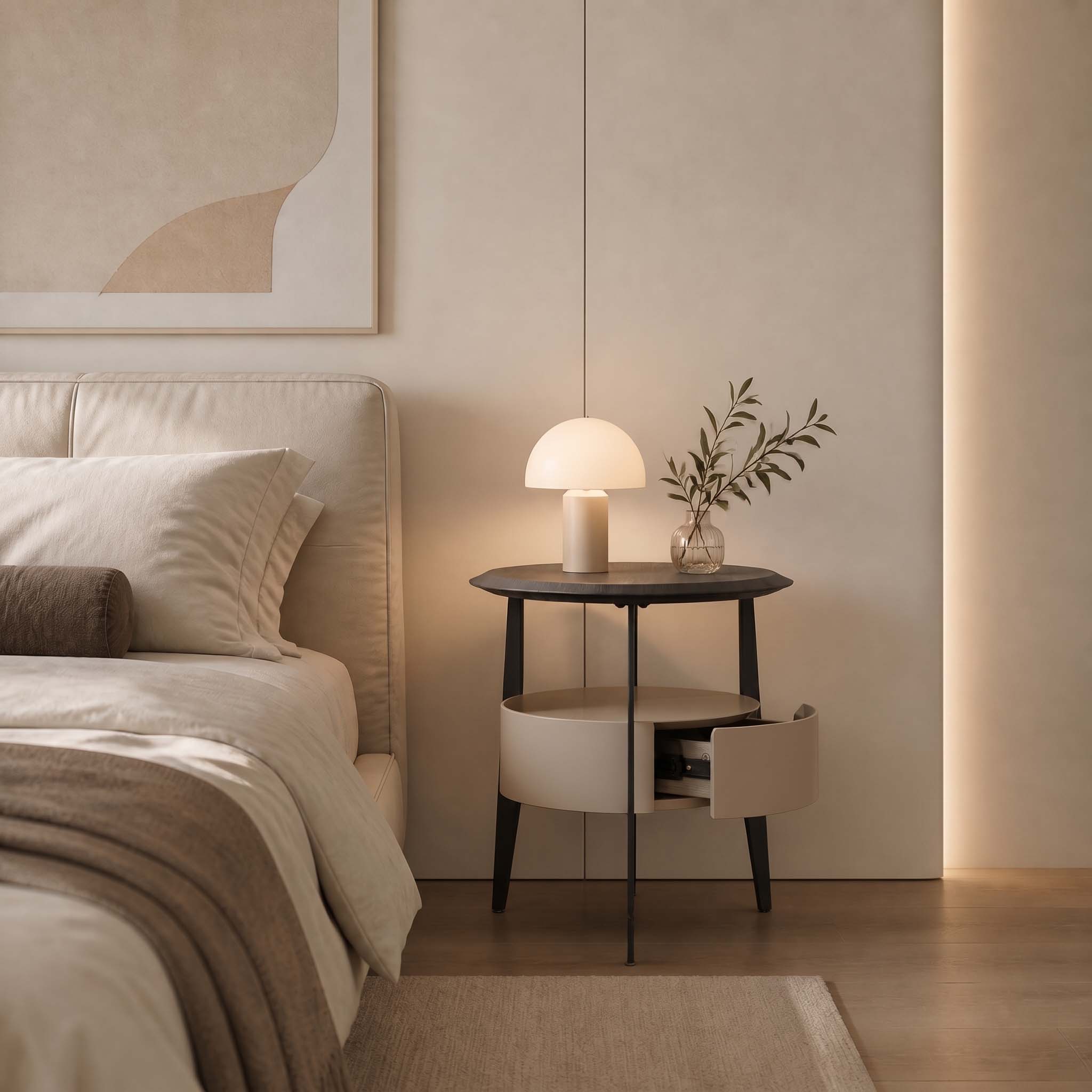 Minimalist Organic Shaped Nightstand For Bedroom - 图片 2