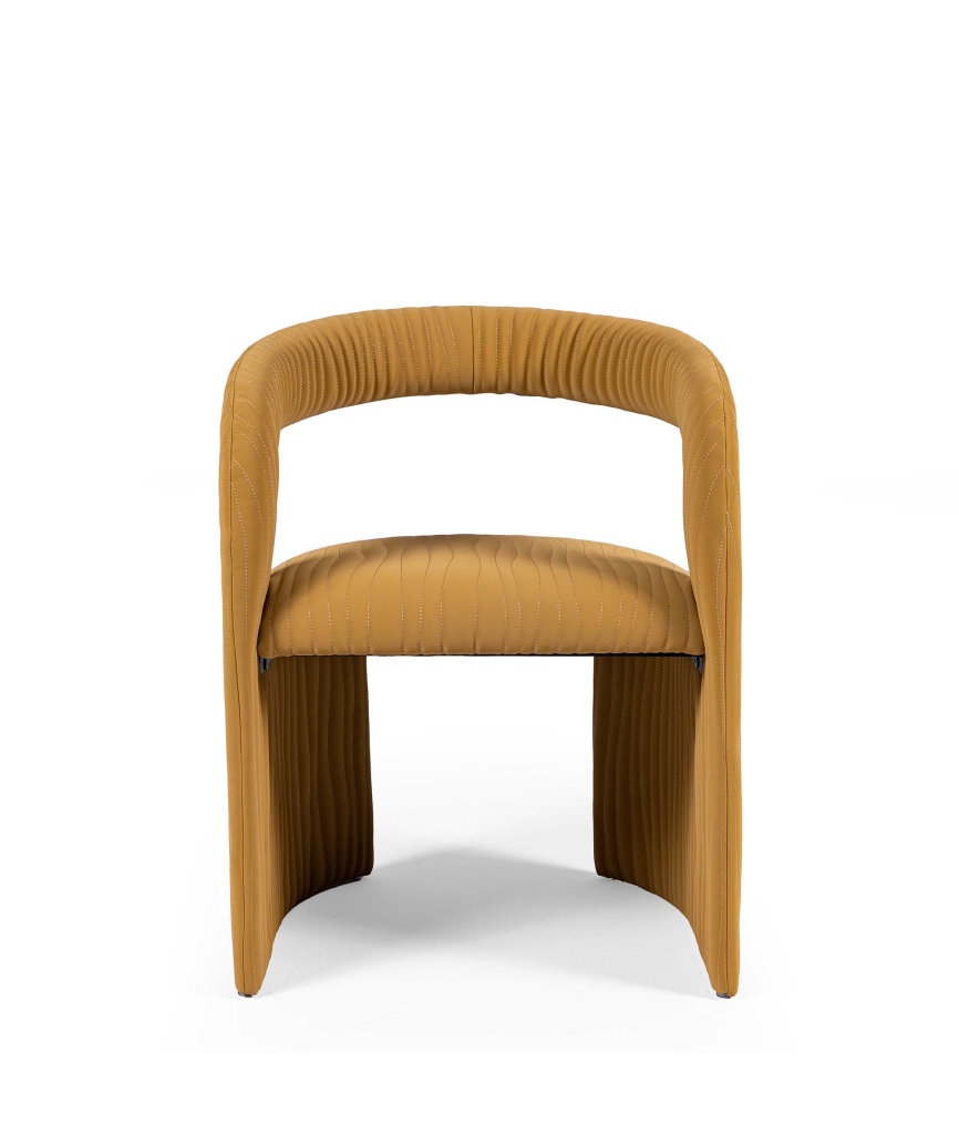 Modern Quilted Faux Leather Dining Chair with Integrated Metal Frame - 图片 4