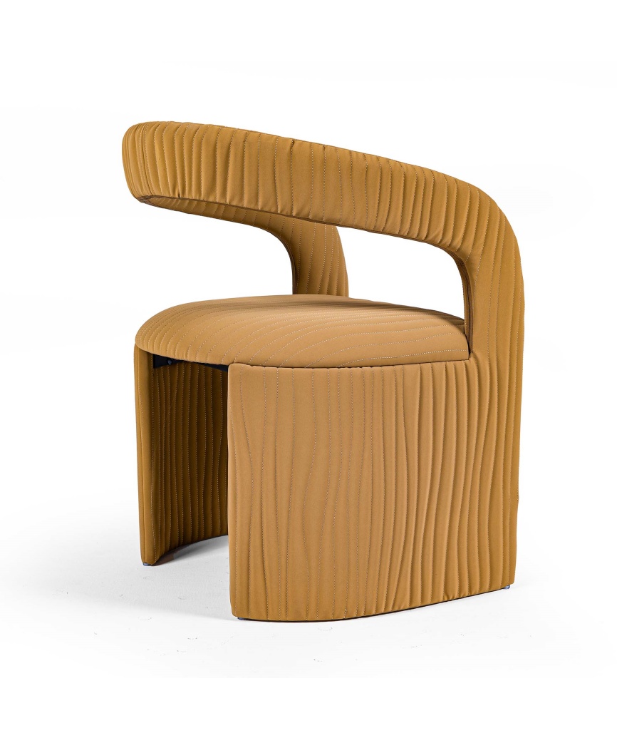 Modern Quilted Faux Leather Dining Chair with Integrated Metal Frame - 图片 5