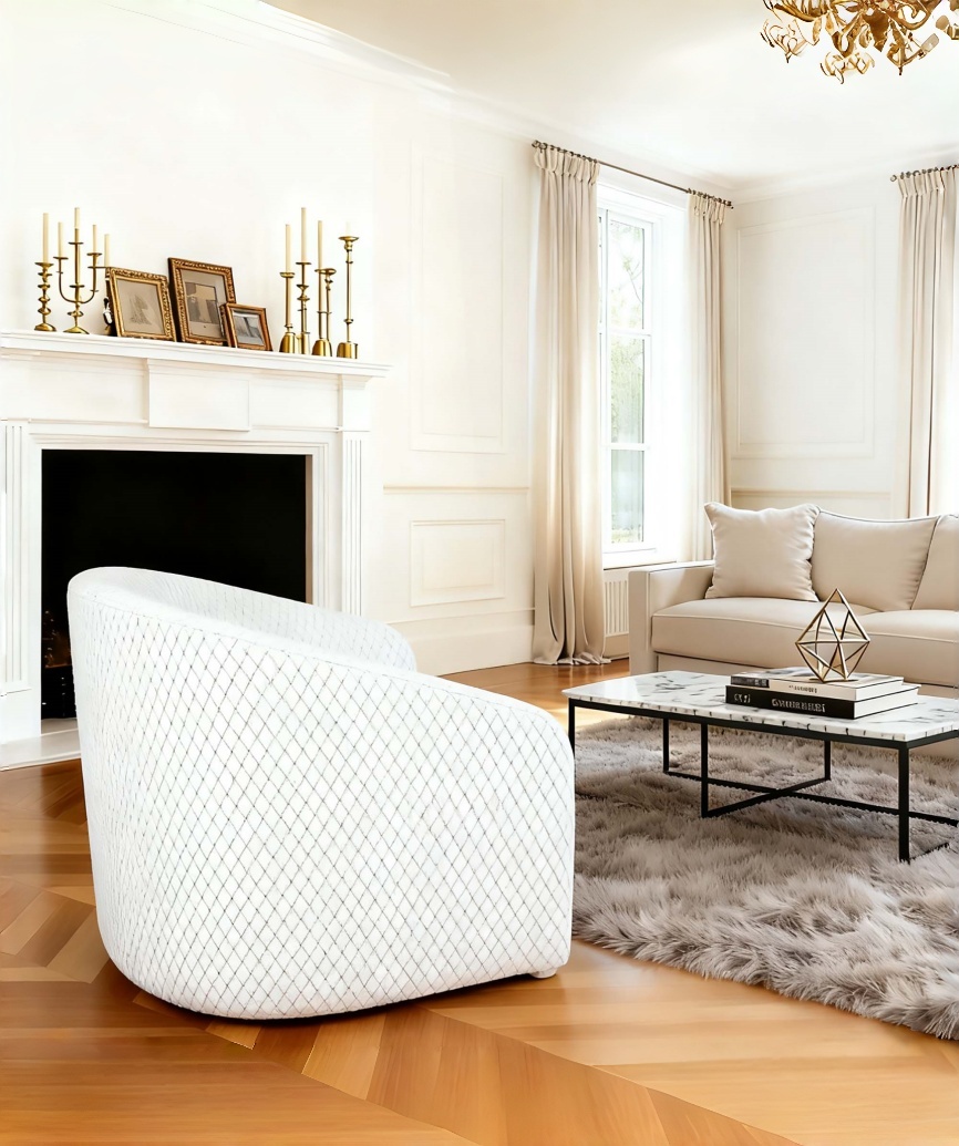 Modern Quilted Boucle Accent Chair - 图片 3