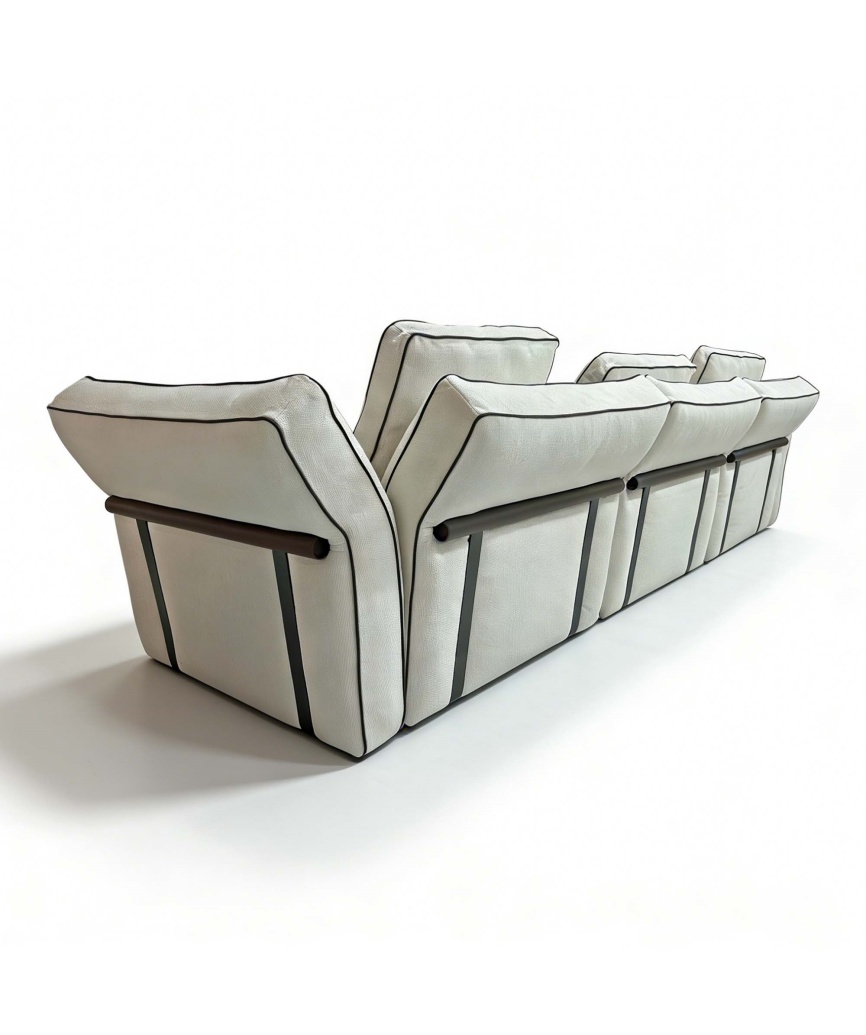 Italian Minimalist Modular Fabric Sofa with Contrast Piping - 图片 5