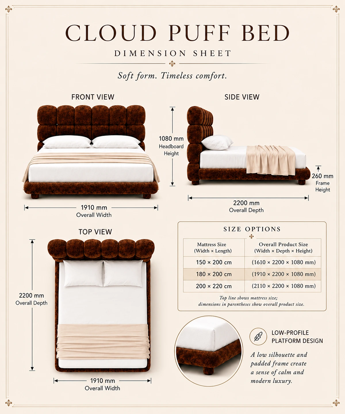 Clound Puff Modern Upholstered Bed - Image 5